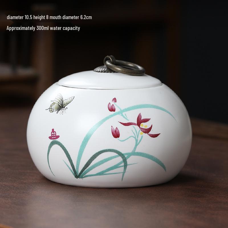 Ceramic Tea Caddy Souvenir: Small Moisture-Proof Jar for Pu-erh & White Tea, Ideal Gift with Logo