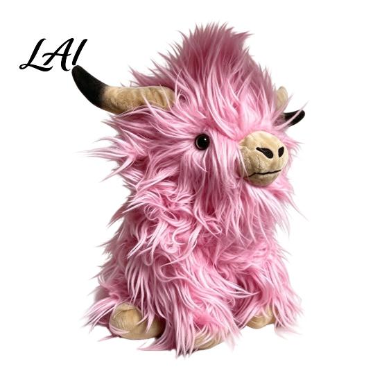 Holiday Gift for Children Highland Cow Plush Toy Soft Stuffed Animal Doll Fluffy Pillow Toddlers Kids Toddlers Cuddly Farm Decor Birthdays Holidays