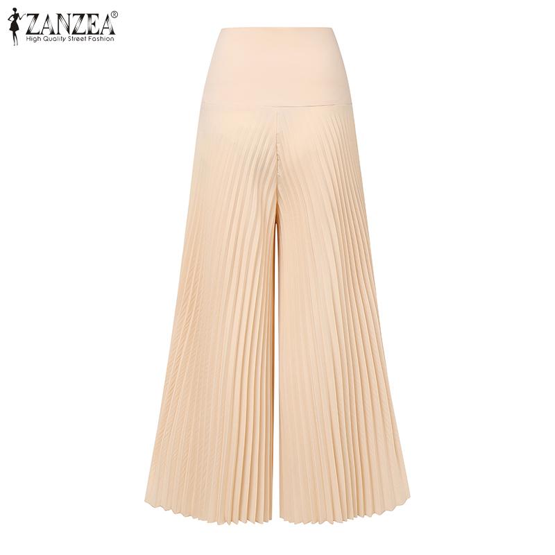 ZANZEA Women Casual Side Zipper Solid Color Loose Wide Leg Pants