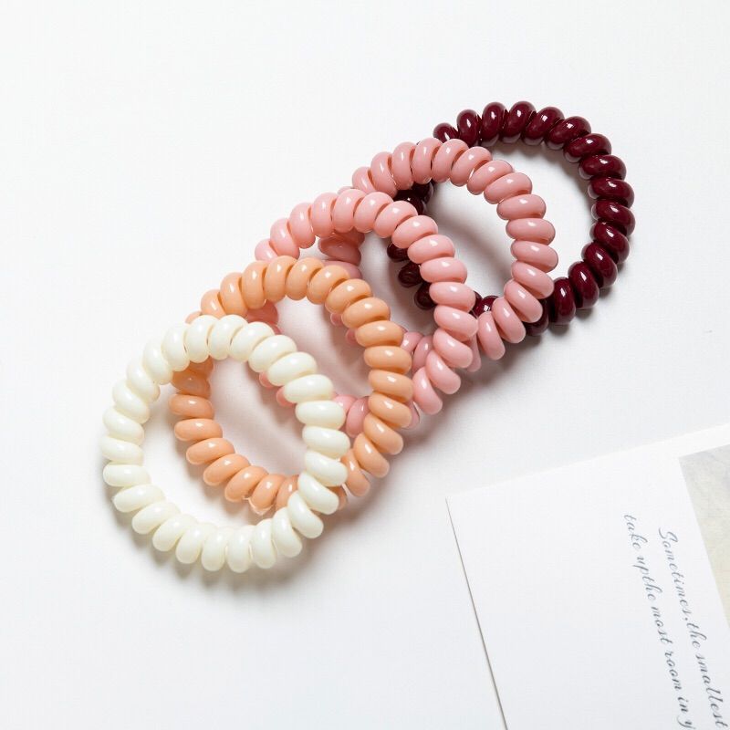 

6 шт./набір Цукеркового кольору Гумки для волосся Еластичні аксесуари для волосся для дівчаток Гумка для волосся Матовий спіральний шнур Гумова мотузка для волосся Еластичний головний убір