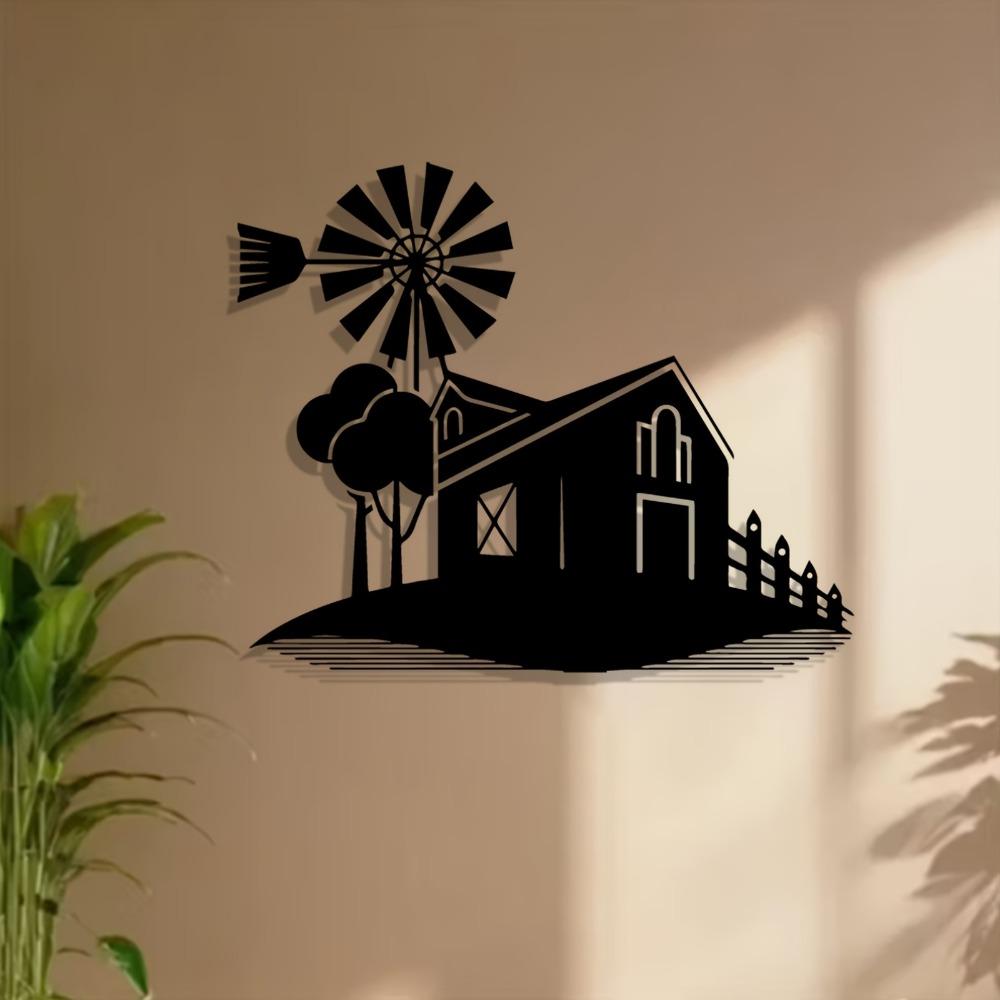 1pc Rustic Windmill Metal Wall Art, Weatherproof Iron Sculpture for Patio Garden Fence, New Year Easter Farmhouse Decor