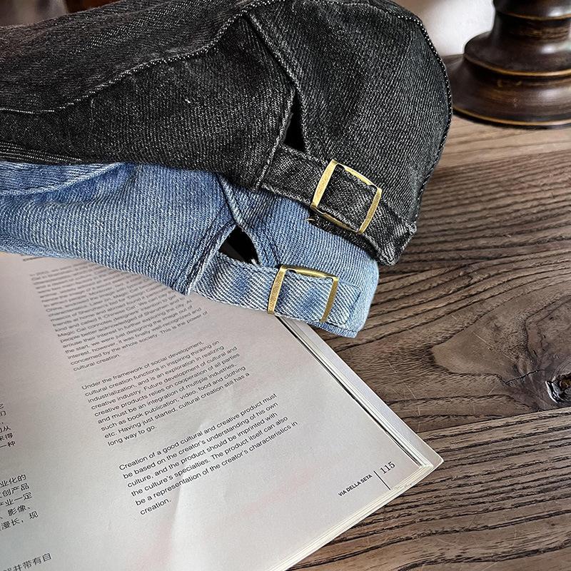 New Retro Washed Denim Reverse Forward Hat Adjustable Big Head Circumference Fashionable Versatile Duckbill Hat Tide