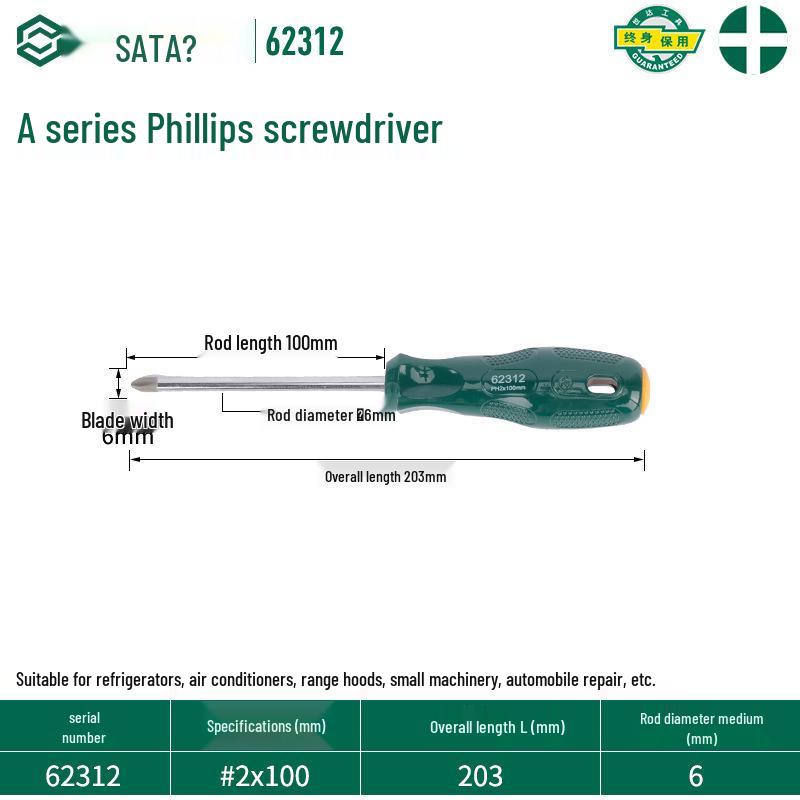 Sata Stubby Screwdriver Set: Phillips, Slotted, Flathead, Torx