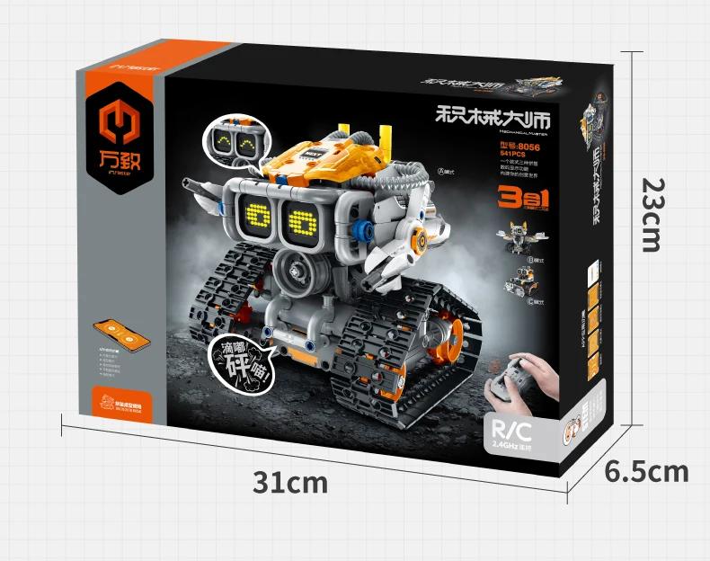 3 i 1 Teknisk RC Robot Dinosaurie Byggklossar Stad Snigel Racerbåt Fjärrkontroll Bulldozer Lastbil Klossar Leksaker Barnpresenter