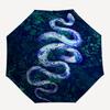 Snake, Floral Themed Automatic Opening and Closing Umbrella Creative Design Umbrella, Portable Tri fold Small Umbrella for Men and Women,