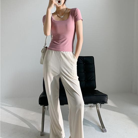 Kurzärmlige Oberbekleidung mit U-Ausschnitt und Basis-Frühlingsoutfit, Übergroßes Oberteil in koreanischer Version, Schlankheits-T-Shirt für den Sommer für Damen