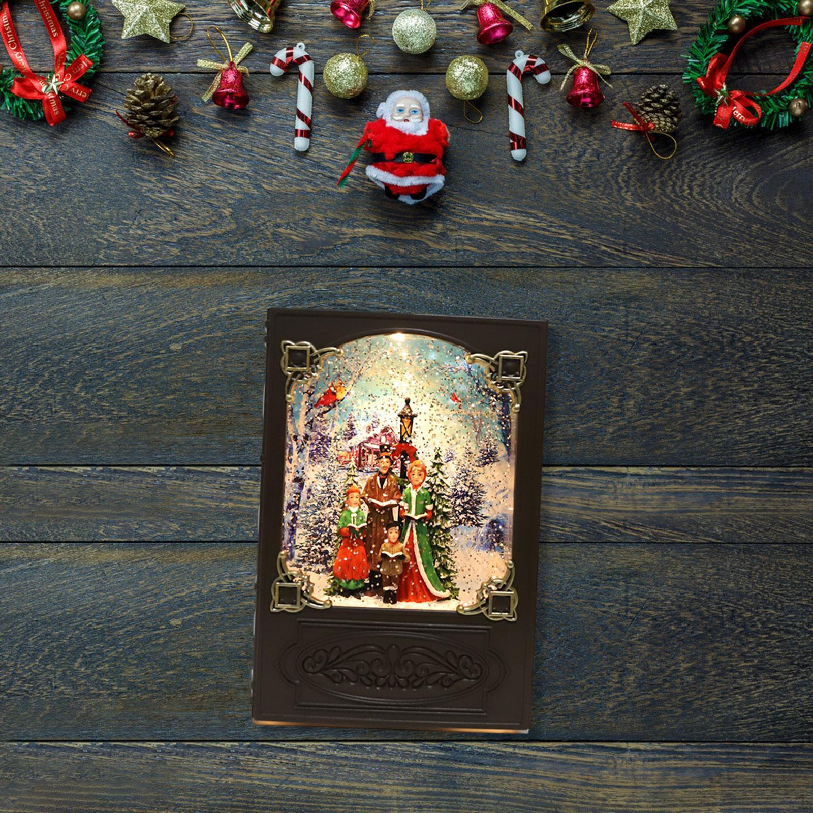 

Christmas Book Snow Globe Night Light Holiday Decor, Decorative, Musical Box, Decor for