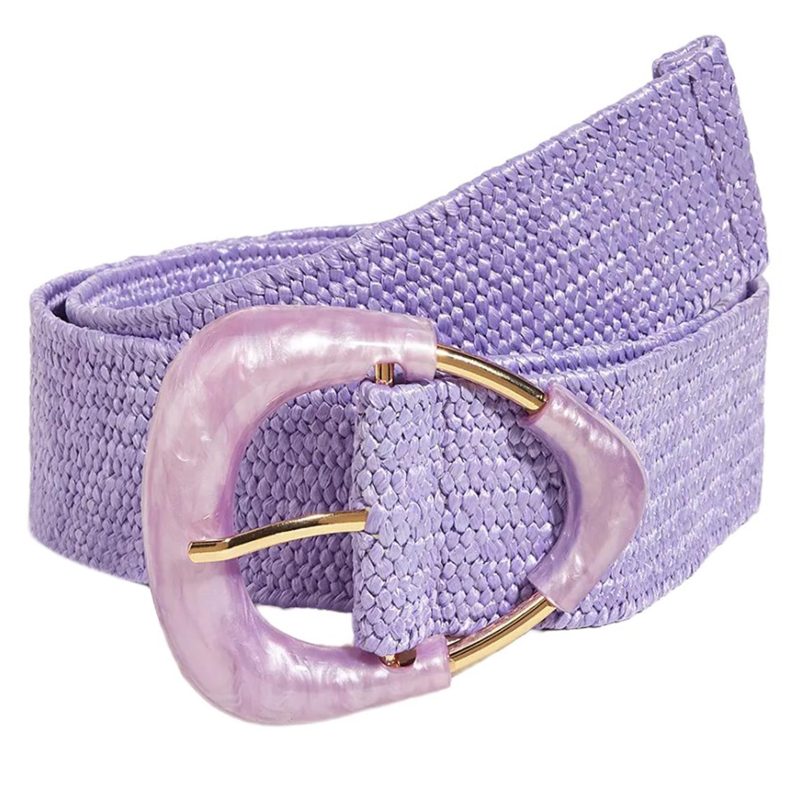 

Плетеный ремень из ротанга Женский широкий пояс на талию Плетеный ремень в богемном стиле для повседневной носки фиолетовый