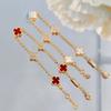 Mini Four-leaf Clover Carnelian Bracelet Lucky Clover White Mother-of-pearl Bracelet for Women
