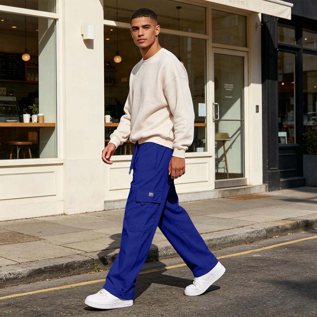 Men's Casual Loose Fit Cargo Pants with Multiple Pockets for Outdoor Daily Wear