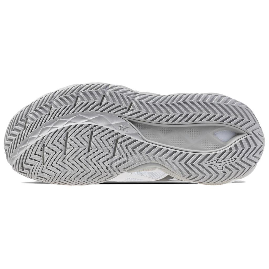 Mizuno Wave Enforce Tour 2 Bequeme Passform Stoßabsorption Strapazierfähig Niedrig geschnittene Tennisschuhe Damen Sneaker Weiß Silber-Grau 61GA260103