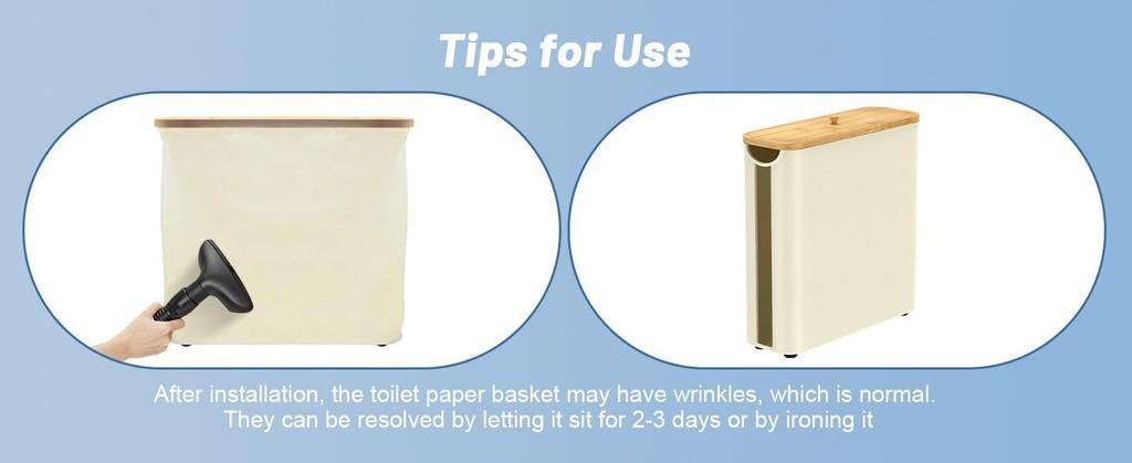 Transparent Bathroom Storage Box with Lid, Bamboo Foldable Napkin and Paper Roll Organizer