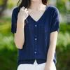 NaVaVa Men S Cool Punching V Neck Short SleeVe Knit Cardigan Nk3051