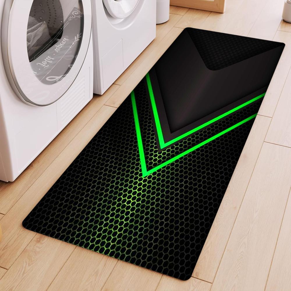 

Tech Style Geometric Kitchen Mat Non-slip Waterproof Anti-fatigue Long Rug for Laundry Room Hallway Gaming Room Easy Clean 40X120CM