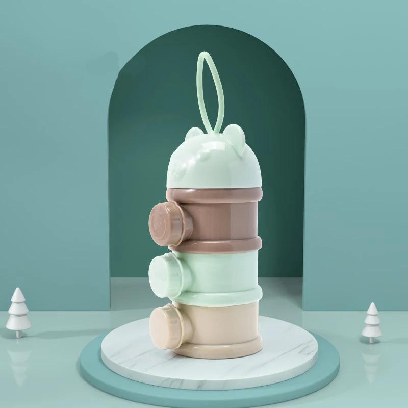 1pc Portable Four Layer Milk Powder Box, Milk Powder Container, Food Storage Snack Rotating Box