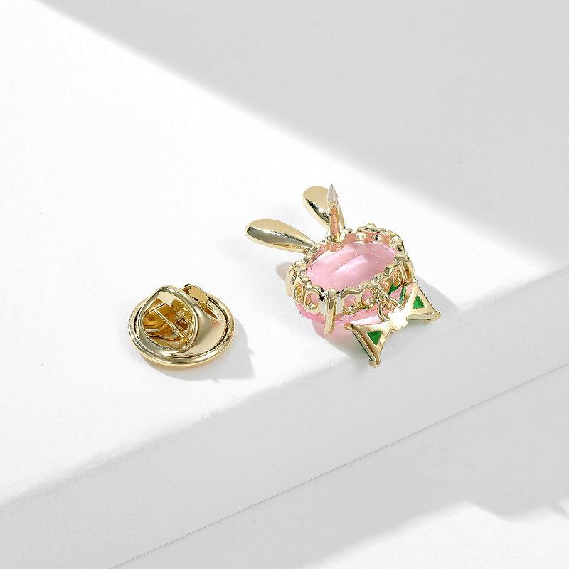 Female Fashion Pink Crystal Cute Cat Brooches For Women Luxury Yellow Gold Color Alloy Blue Zircon Animal Brooch Safety Pins