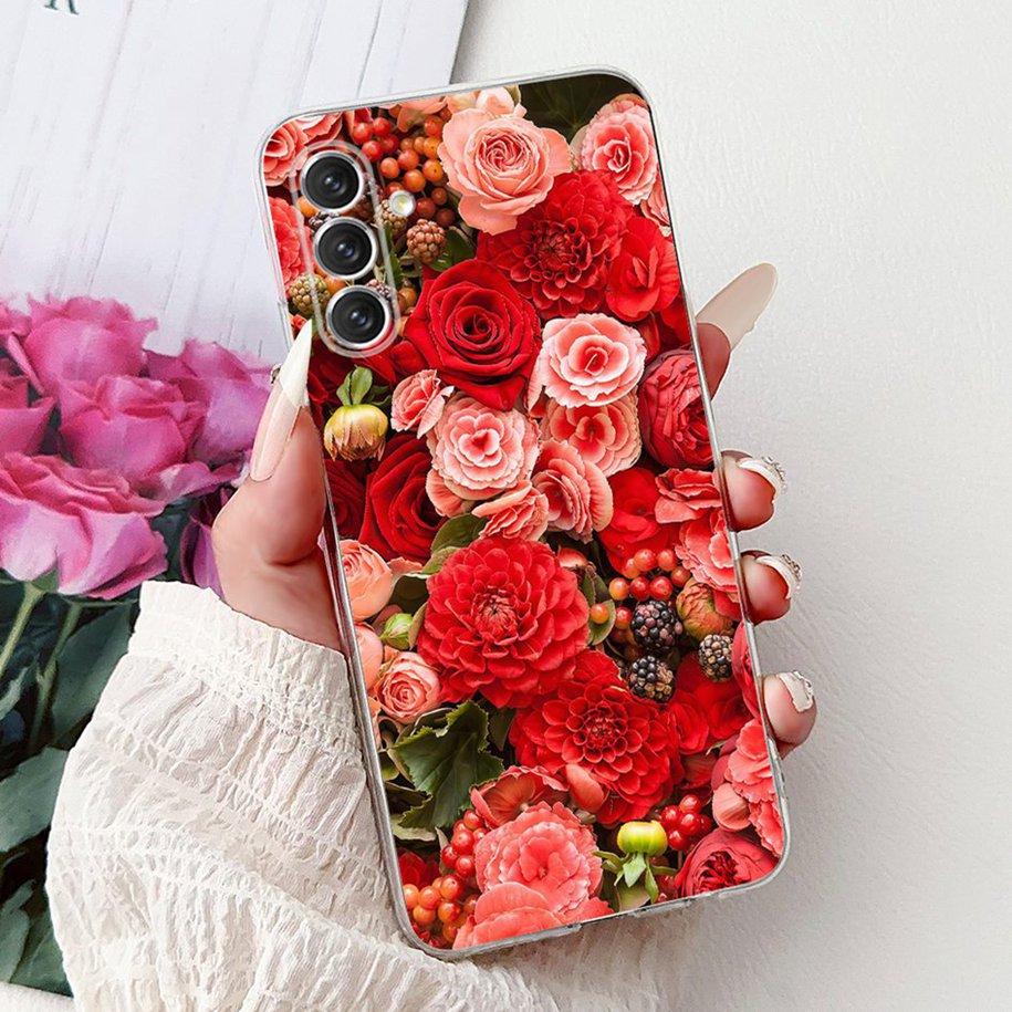 For Samsung Galaxy A24 4G Case SM-A245F Cover Fashion Flower Marble Soft Silicone Phone Covers For Samsung A14 A34 A54 5G Fundas