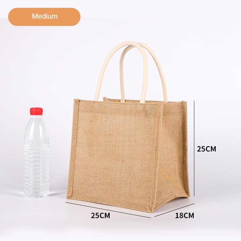 Vintage Women Linen Tote Shopper Purses Large Summer Beach Handbags Portable Eco Top Handle Shopping Bag Multiple Sizes Handbag