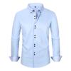 Camisa de Manga Comprida Masculina: Corte Justo, Bicolor, Elasticidade em Quatro Direções, Casual e de Negócios, Tamanho Grande