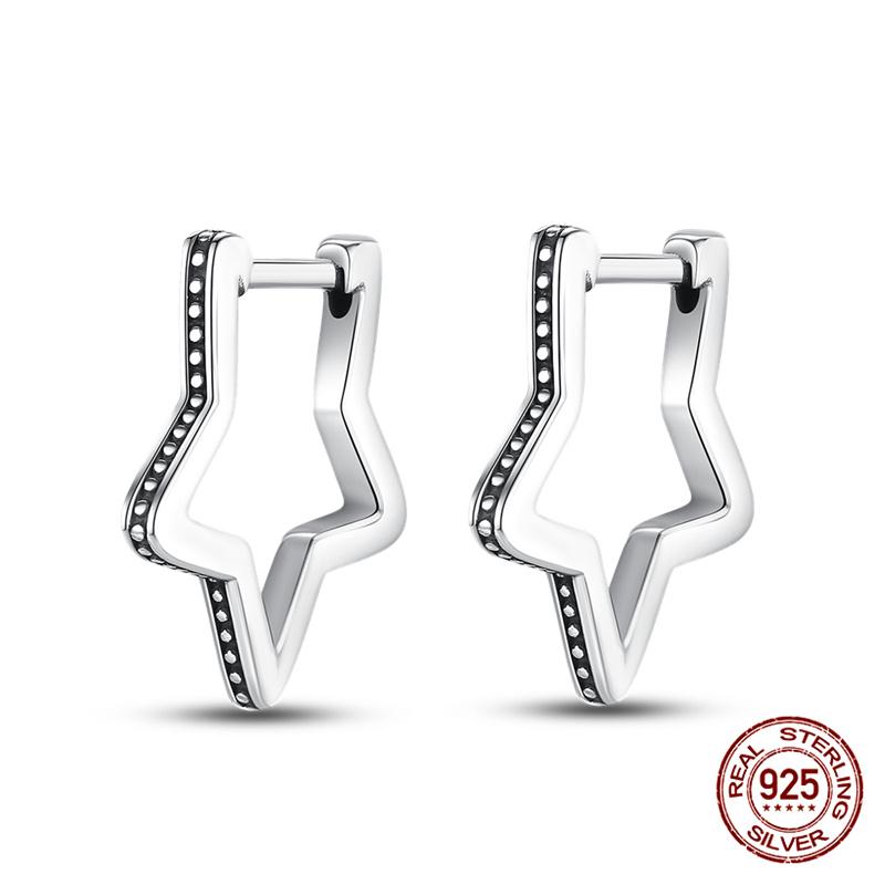 100% 925 Sterling Silver Simple Star And Moon Series Women'S Earrings Suitable For Daily Wear Anniversary Gift