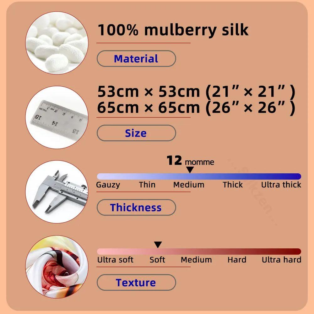 53cm 65cm 100% Natural Silk Smooth Scarves Muffler Female Customized Square Autumn Women's Shawl Hijab Friend Gift Kiss Painting