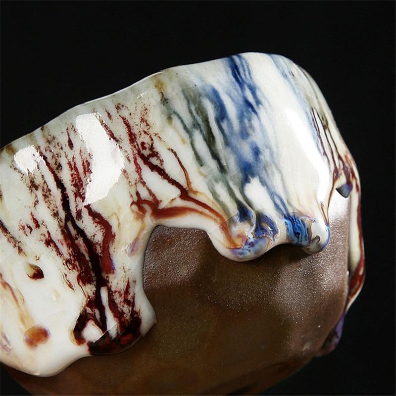 Ceramic Ice Cracked Glaze Tea Cup Handmade Coarse Pottery Ru Kiln Master Cup Creative Office Teacups Drinkware