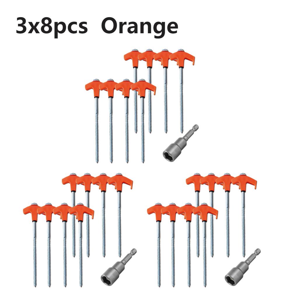 24Pcs Heavy Duty Spiral Screw with Hex Socket Stakes Ground Anchors Camping Stakes Tent Ground Nail Heavy Duty Tent Stakes Pegs