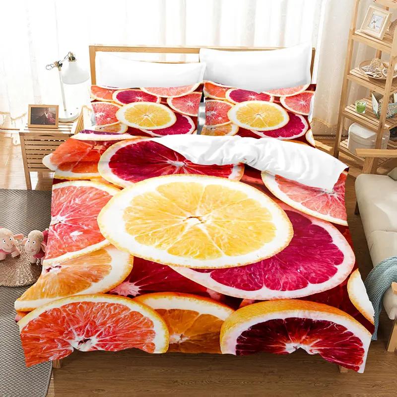 Fruit Duvet Cover Set Queen Size Quilt Covers Double Bed 220x240 3D Single Thin Bedding Set 2PCS 3PCS Pillowcase Full Twin King