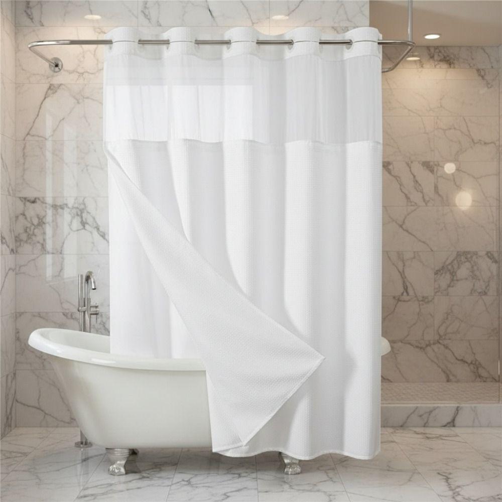 Tenda da Bagno a Doppio Strato con Pesi Magnetici Tenda Divisoria con Motivo a Waffle Tenda da Doccia Hotel