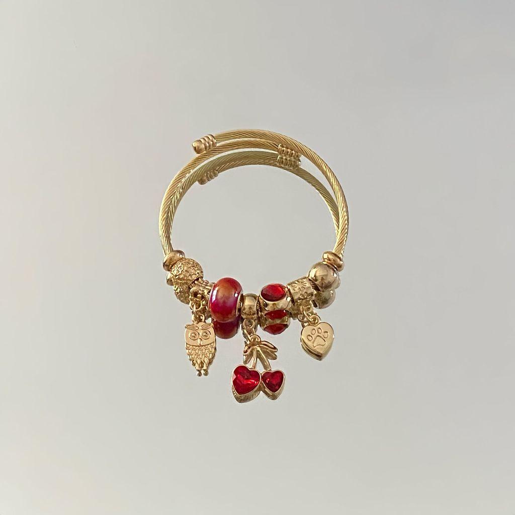 Fresh Strawberry Cherry Adjustable Bracelets With Rhinestone Accents For Women