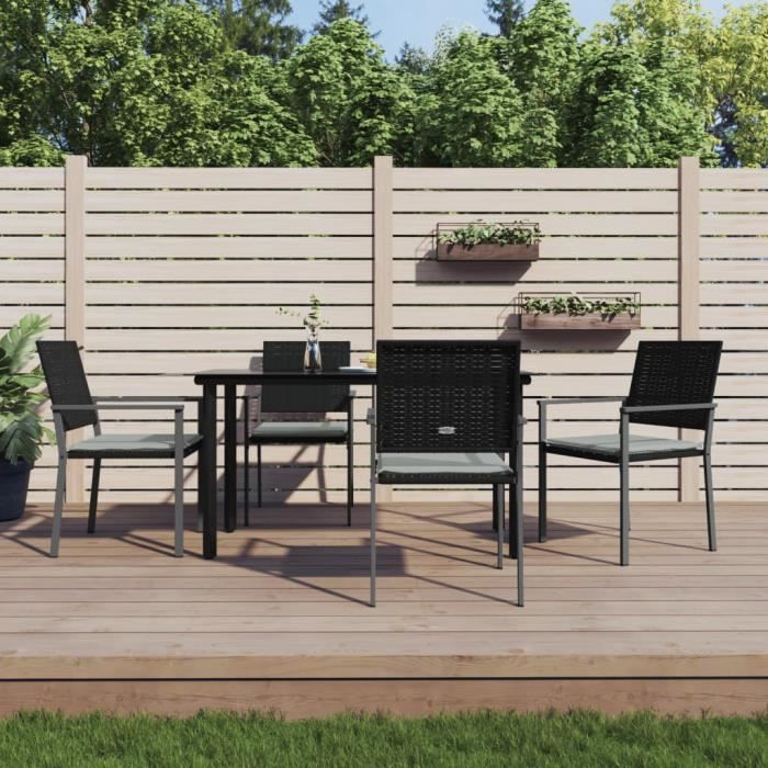 VidaXL Ensemble à manger de jardin 5 pcs coussins résine tressée acier 3187021