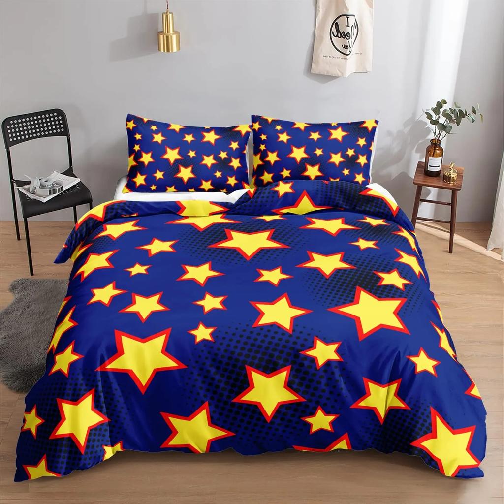 Star Printed Beding Set Quen Sized Dimensions Galaxy Soft Duvet Cover Set Boy Fantasy Universe Warm Comforter Cover Ultra-Soft Polyester Comfortable