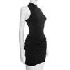 European & American Women's Winter Solid Slim Fit Round Neck Sleeveless Mini Dress