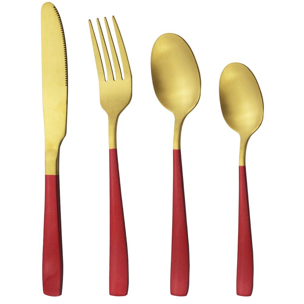 4Pcs Matte Silver Stainless Steel Silverware Cutlery Set Dinnerware Knife Fork Spoon Flatware Kitchen Home Dinner Tableware Set