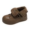 Queen Fan retro thick-soled high-top canvas shoes women's 2025 new autumn heightening soft-soled casual board shoes