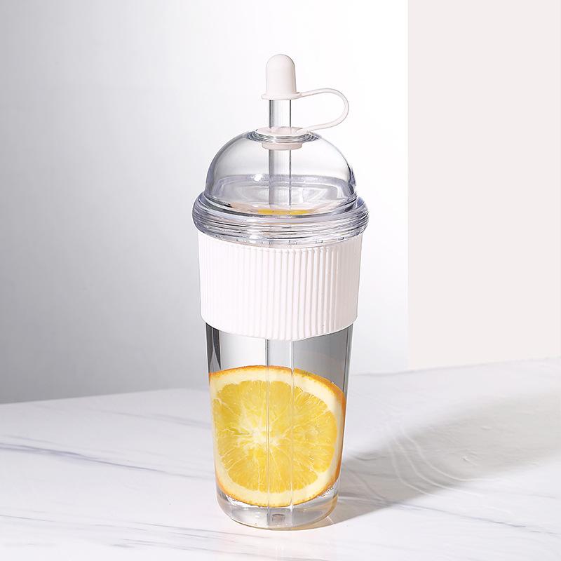630ML Heat-Resistant Boba Tea Straw Cup Large Capacity Coffee Milk Tea Water Bottle with Lid Plastic Tumbler for Milk Tea & Boba