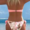 European and American Neck Gathering Bikini Women's Retro Printing Straps Split Swimsuit Seaside Vacation Swimsuit Two-piece Set