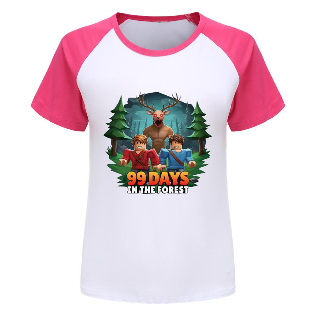 Kids Girls Boys 99 Nights In the Forest Print Raglan Short Sleeves T-Shirt