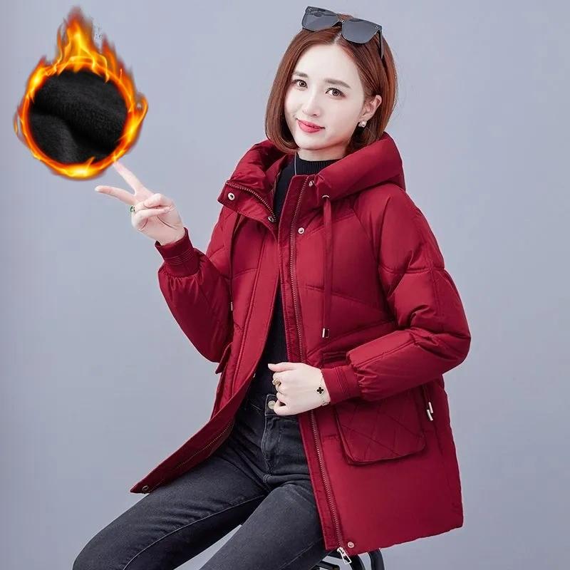 Jachetă de bumbac cu puf pentru femei, toamnă și iarnă, jachetă tip pâine, largă, cu glugă