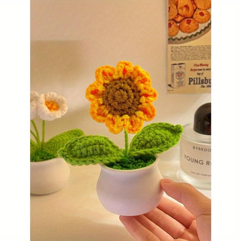 1pc Handmade Simulation Sunflower Potted Plant, Home Decoration, Car Ornament, Office Decoration, Table Decoration, Teacher's Day Gifts