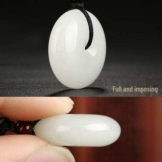 Certified Unisex Hetian Jade Ping'an Pendant