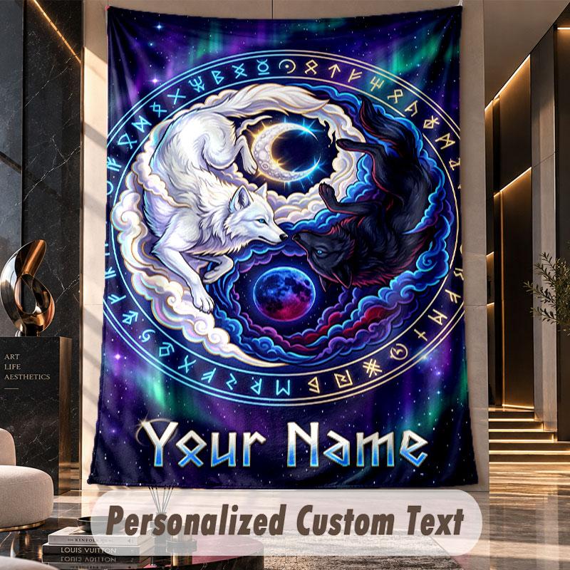 Wolf Fox (234) Theme Custom Tapestry Personalized Custom Name Text Wall Hanging Tapestry Home Decor Background Cloth