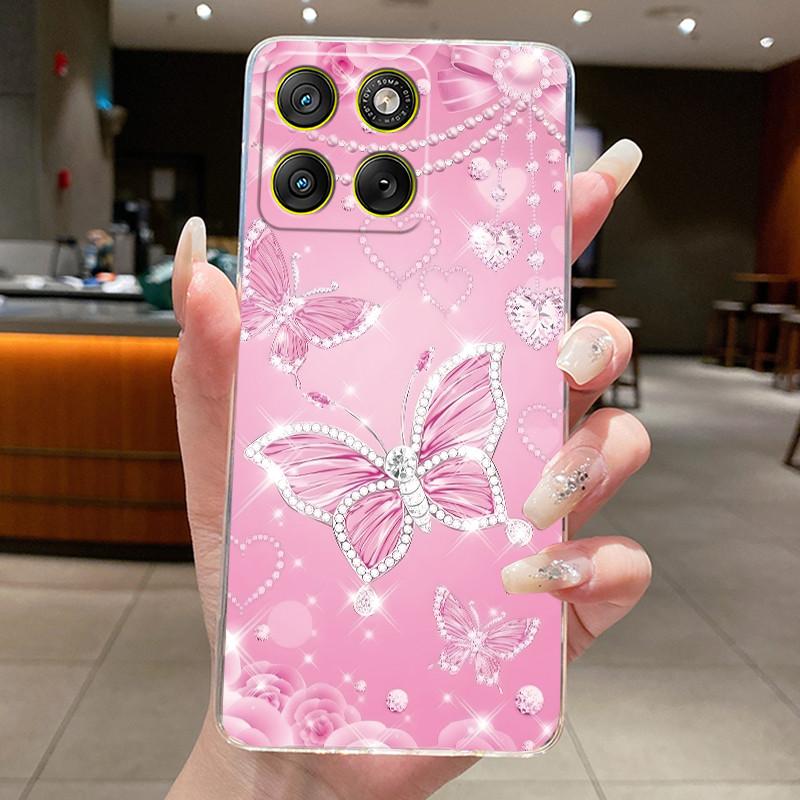 Case For Motorola Edge 70 5G Casing XT2601-2 XT2603-2 Fashion Butterfly Flower Transparent Cover For Motorola Edge 70 Phone Case