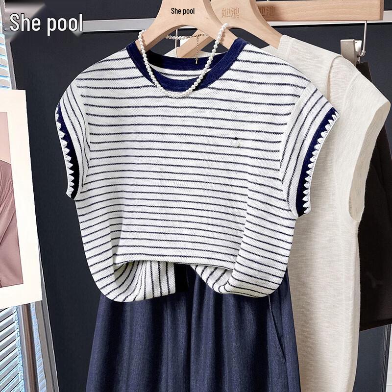 Shechi Women s Striped Color-block Knit T-Shirt 2XL