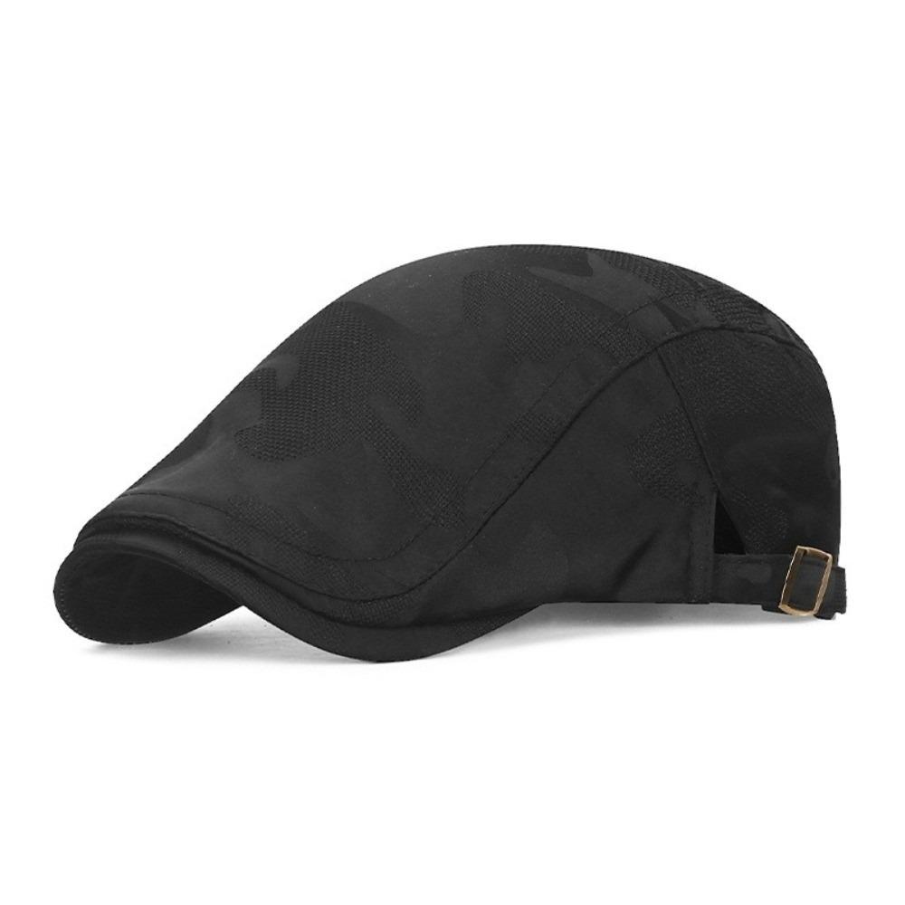 Breathable Thin Beret Hat Sun Protection Adjustable Newsboy Hat Leisure Visor Cap Mesh Shade Duck Tongue Hat Spring Summer чёрный