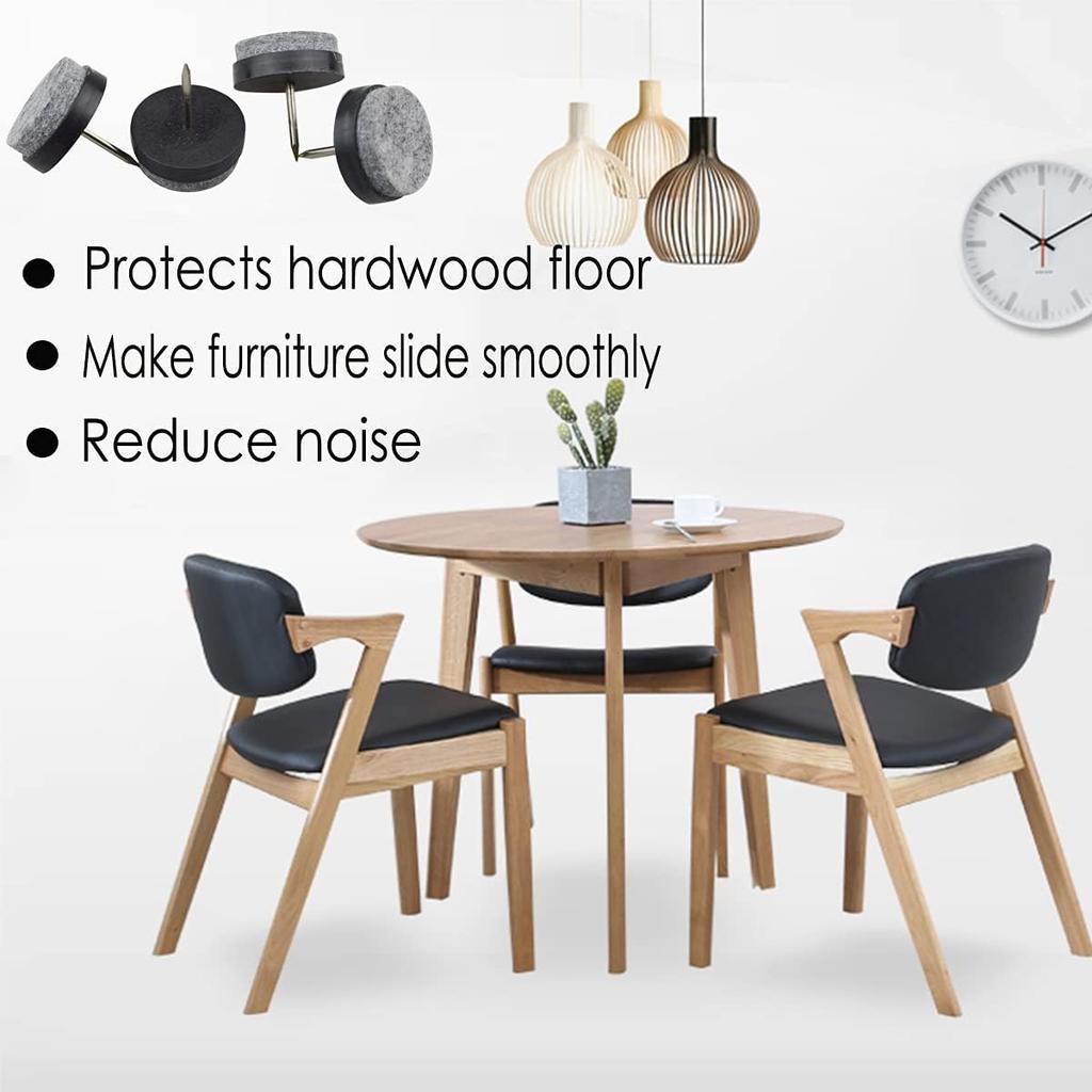 Nail-on Felt Pads, 30 Pcs Round Felt Furniture Sliders Pads Heavy Duty Floor Protectors for Wooden Chair Sofa Table Leg Feet
