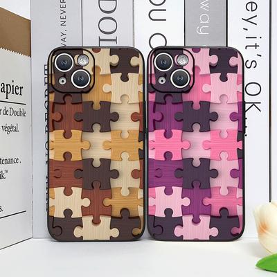 Stijlvolle Artistieke Puzzelpatroon Telefoonhoesje voor iPhone 17 16 12 11 14 Plus 13 15 Pro Max Mini X XS Max XR Schokbestendig Zachte Hoesjes