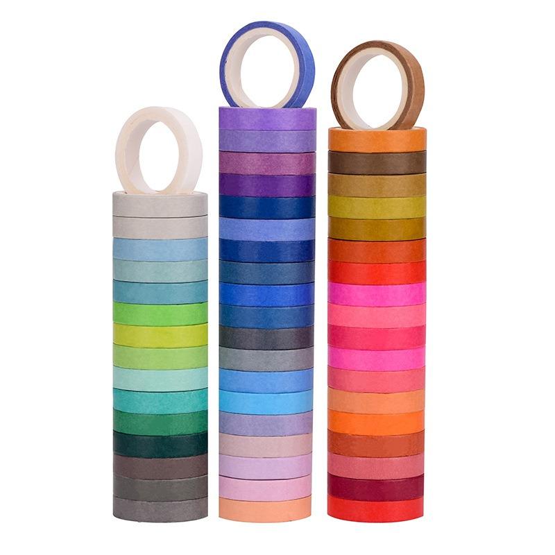 60 Rolls Rainbow Colored Washi Tape Set 8mm skinny Masking Tapes For Scrapbooking Journaling Planner Notebook Decoration