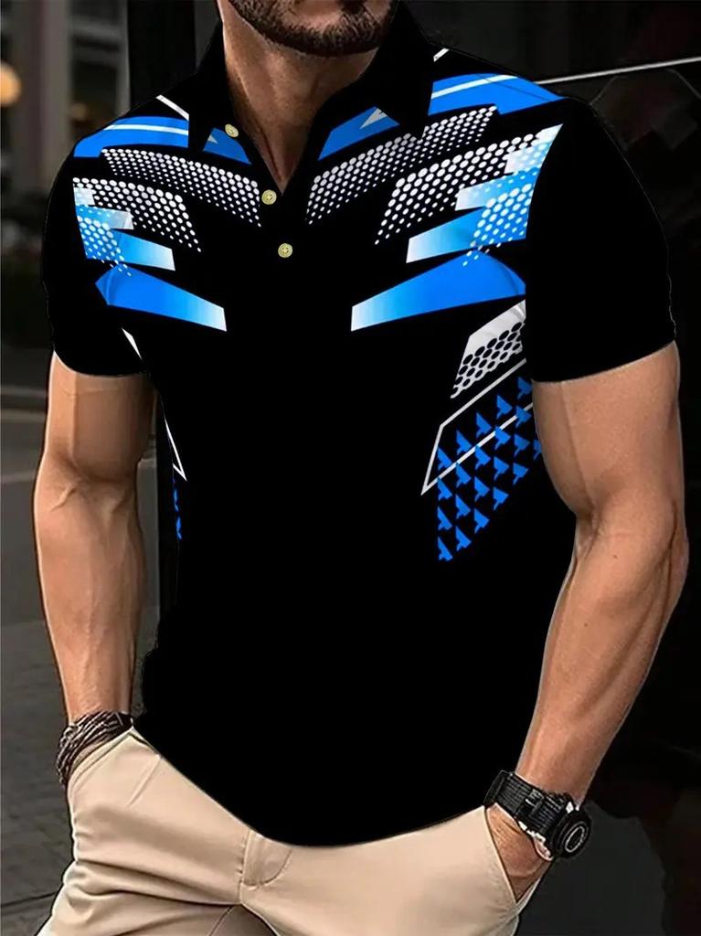 Casual Essential! Leaf Print Short-sleeve Polo, Stylish and Versatile.