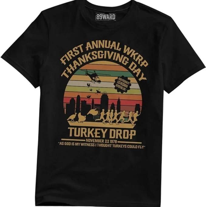First Annual WKRP Thanksgiving Day Turkey Drop Vintage Retro T-Shirt XL